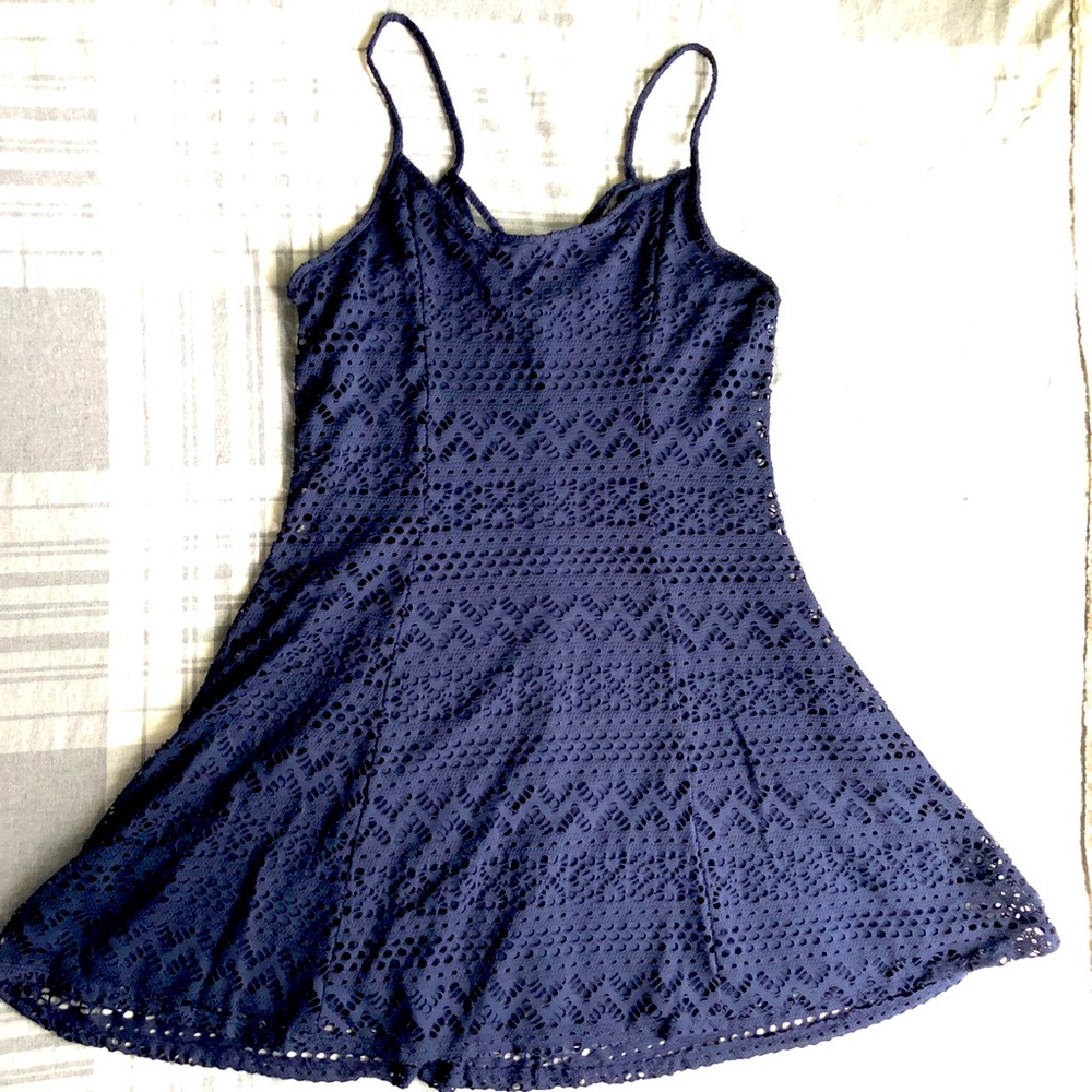 Sleeveless Summer Lace Dress Navy Blue size M